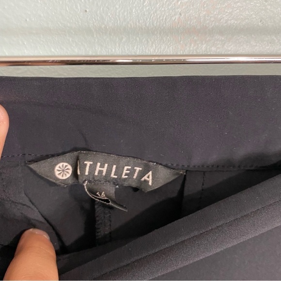 Athleta 376009 Gramercy Track Trouser Black Wide Leg Travel Casual Sz 14 - Picture 4 of 7